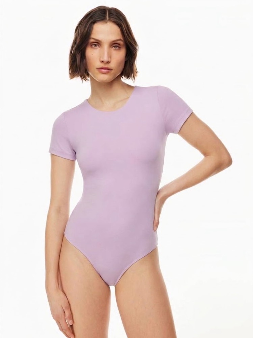 Aritzia Babaton Contour Crew Short-Sleeve Bodysuit in Lyrical Lilac